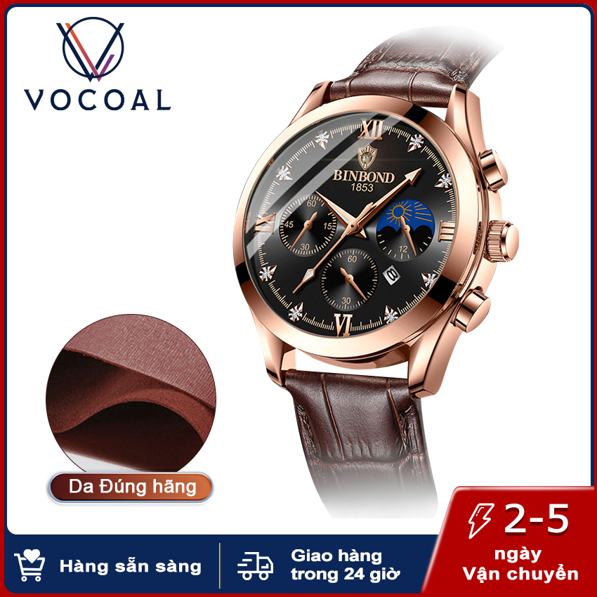 Vocoal Đồng hồ nam Đồng hồ đeo tay thạch anh Đồng hồ chống nước Con trỏ dạ quang Đồng hồ đeo tay
