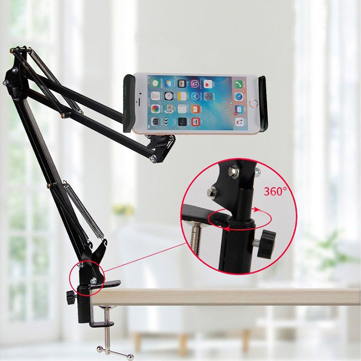 Giá đỡ kẹp bàn,giá đỡ điện thoại/ipad hợp kim kẹp đầu giường