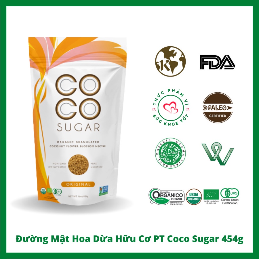 Đường mật hoa dừa hữu cơ pt coco sugar 454g nhập khẩu từ indonesia