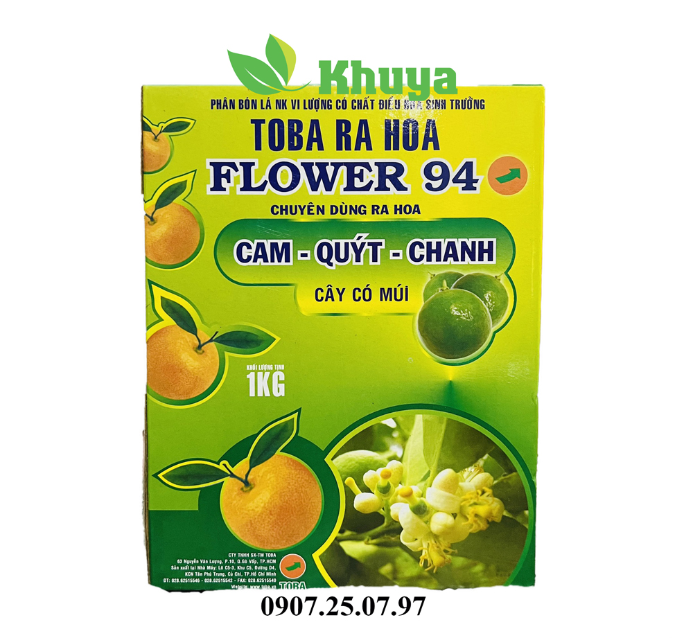 Phân bón lá Toba Flower 94 hộp 1kg Ra Hoa Cây Có Múi