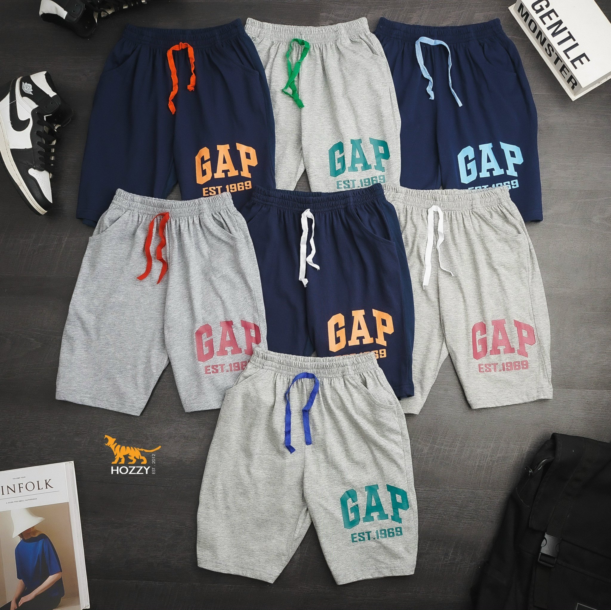 Quần đùi thun cotton in chữ GAP