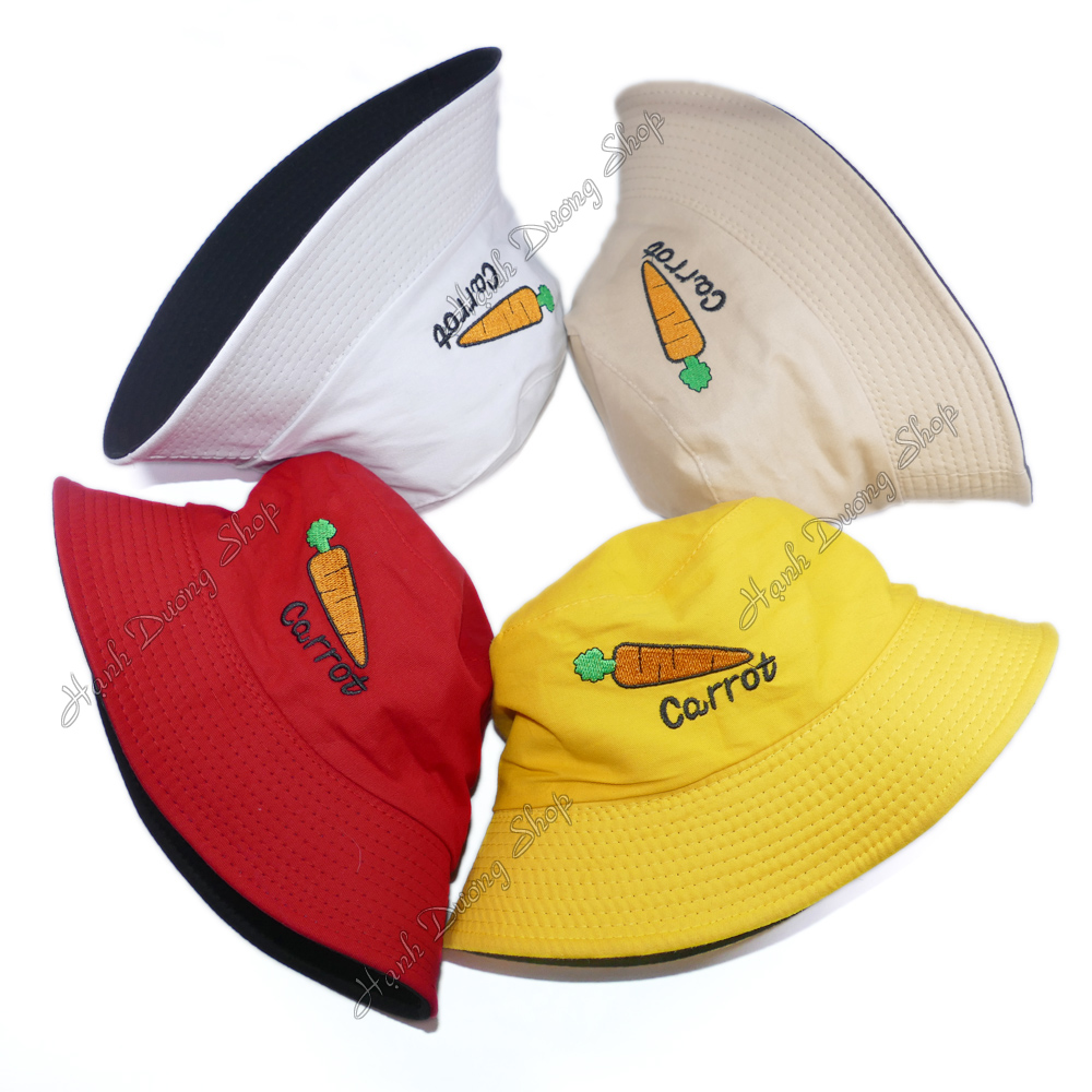 Nón bucket 2 mặt cà rốt cầu vồng mũ bucket 2 mặt cà rốt cầu vồng mũ tai bèo 2 mặt cà rốt cầu vồng vành nhỏ chất liệu vải cao cấp thoáng mát phù hợp cả nam nữ