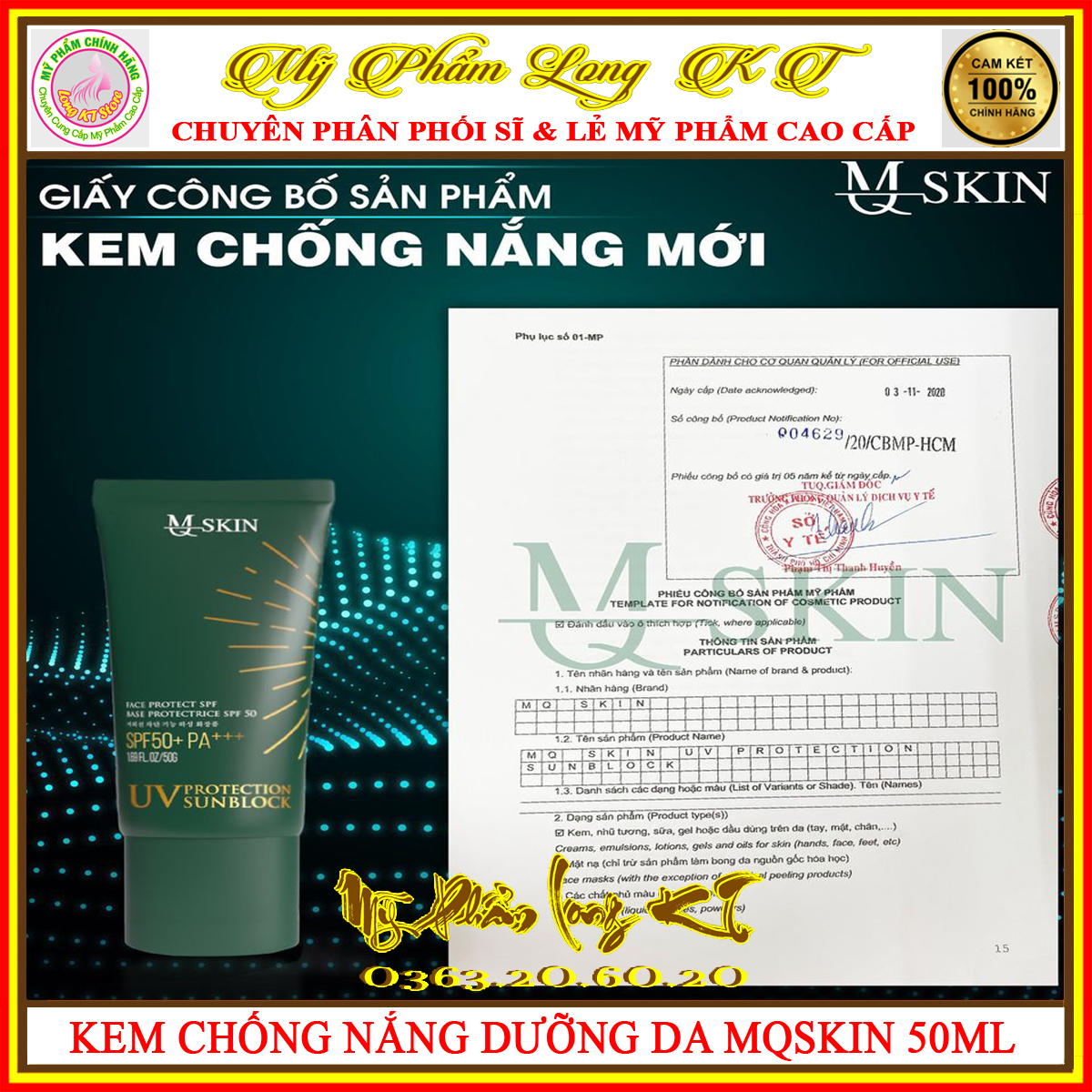 Kem chống nắng dưỡng ẩm nhân sâm mq skin 50ml -mỹ phẩm mqskin