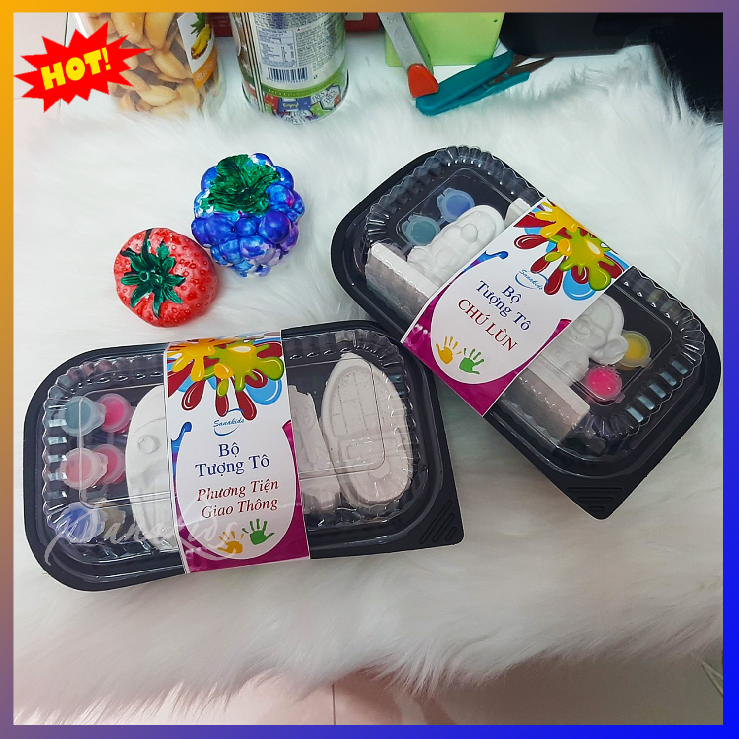 Combo 3 tượng tô màu nước - tượng thạch cao 8cm - 10cm tô màu cho bé