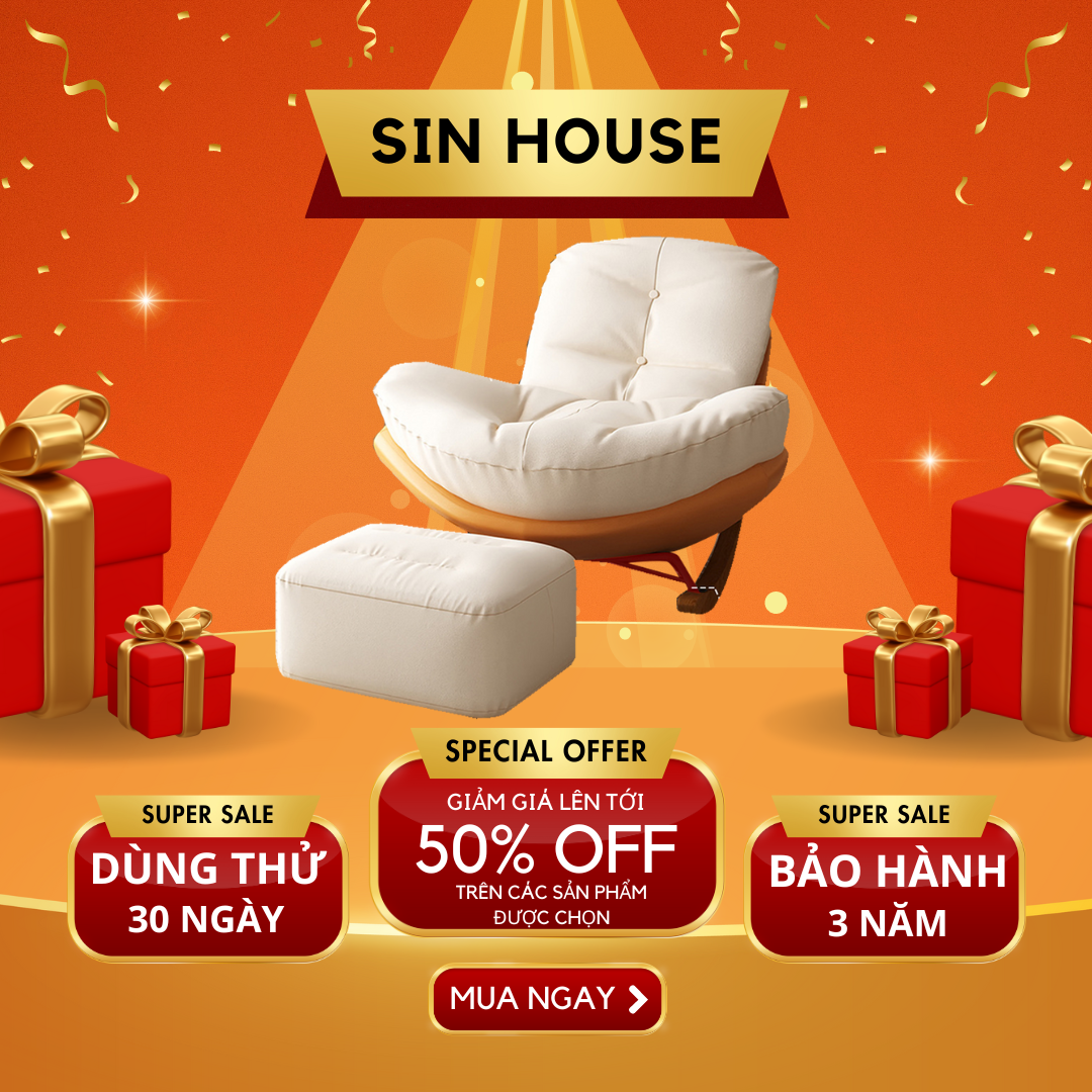 Ghế Thư Giãn, Ghế Lười Bập Bênh, Ghế Sofa Chân Gỗ Sang Trọng Có Đôn Gác Chân Đệm Dày Siêu Êm