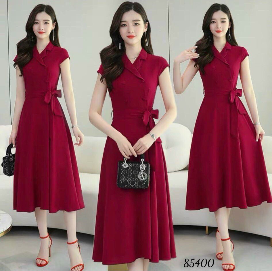 ĐẦM XÒE ĐÍNH NÚT CỘT NƠ EO SIÊU XINH CHẤT VẢI MỀM MỊN THOÁNG MÁT THỜI TRANG NỮ CAO CẤP THỜI TRANG MỚI NHẤT HIỆN NAY