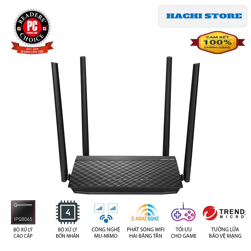 Bộ Phát Wifi chuẩn AC 1500 Asus RT-AC1500UHP Băng Tần Kép - Hàng Chính Hãng