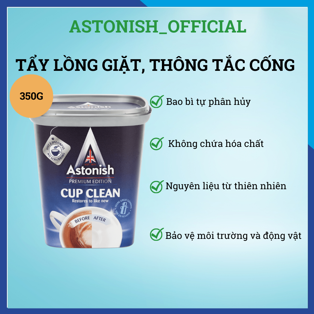 Tẩy lồng giặt thông tắc cống tẩy dầu mỡ tấm lưới máy hút mùi tẩy tóc đa năng ASTONISH C9630