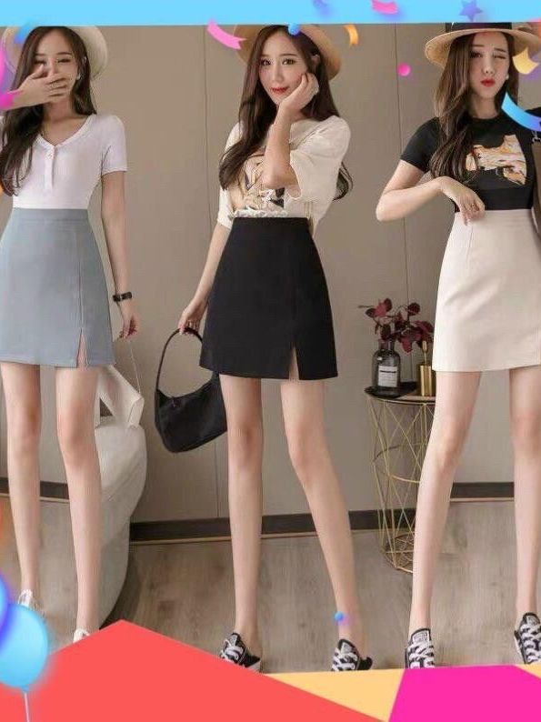 Chân váy chữ A ngắn lưng cao có quần lót trong - Màu