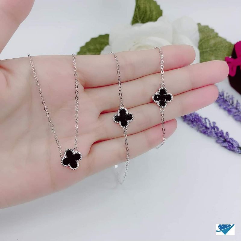 Bộ trang sức cỏ 4 lá bạc