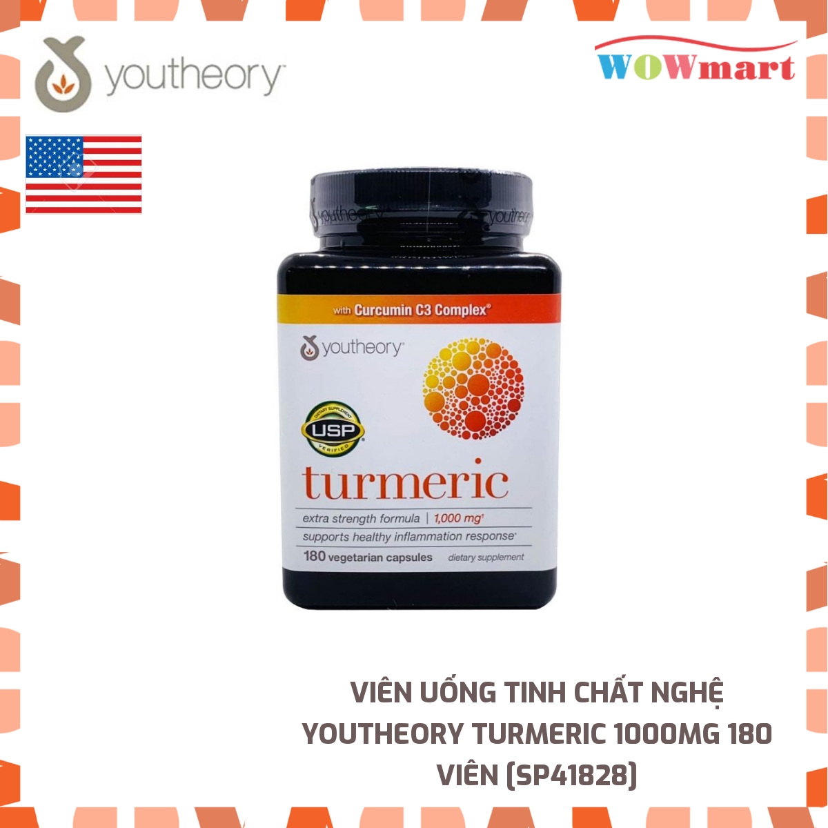 [HCM]Viên uống tinh chất nghệ Youtheory Turmeric 1000mg 180 viên - [MỸ]