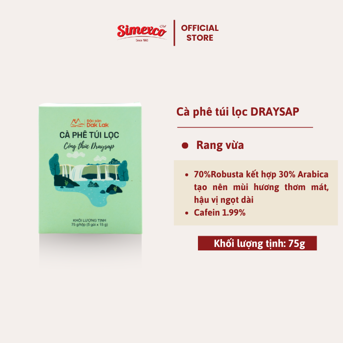 Cà phê túi lọc Robusta & Arabica công thức Draysap