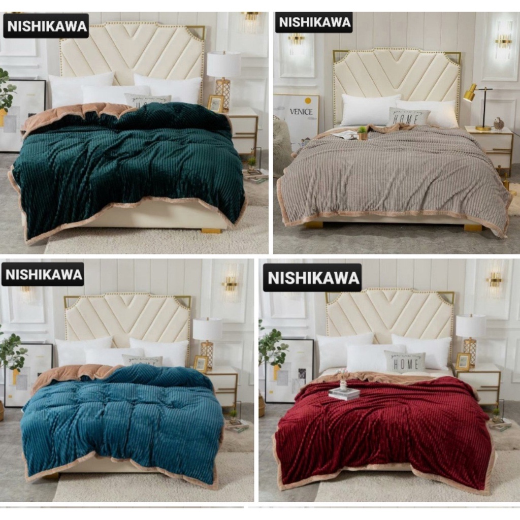Chăn lông cừu nishikawa nhật bản chính hãng nặng 2.6kg lồng được ruột