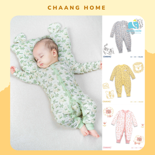 Chaang bộ body dài tay cotton cho bé trai bé gái sơ sinh tiger