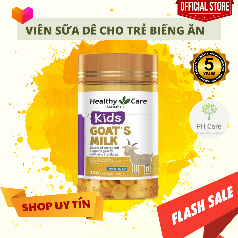 Viên sữa dê cô đặc Goat Milk Healthy Care 300 viên của Úc cho trẻ biếng ăn, còi cọc