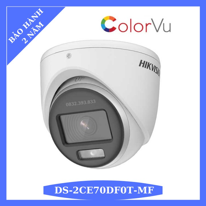 Camera dome trong nhà 2.0mp hikvision ds-2ce70df0t-mf colorvu đêm có màu - hàn chính hãng