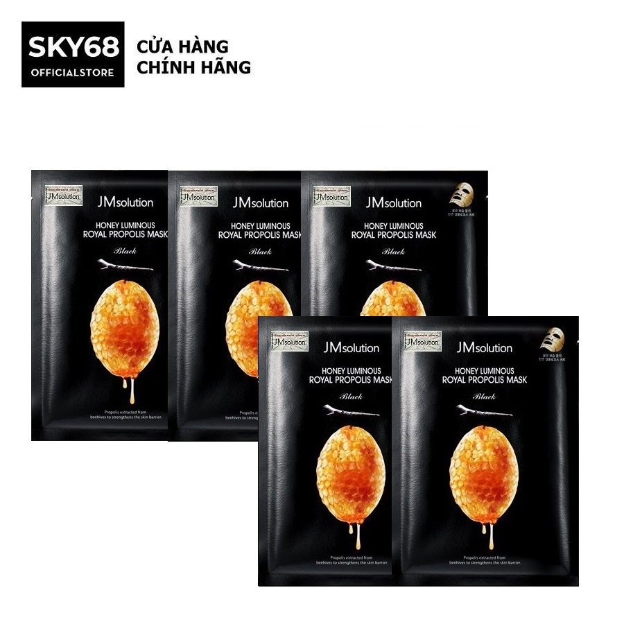 Combo 5 Mặt Nạ Chống Lão Hóa, Kháng Khuẩn Jm Solution Honey Luminous Royal Propolis Mask (Mật Ong) 30ml x 5
