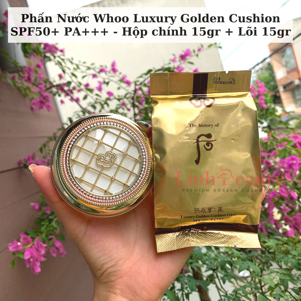 Phấn nước the history of whoo gongjinhyang mi luxury golden cushion glow spf50+/pa+++ 15g