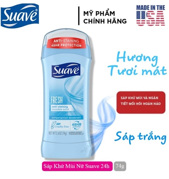 Lăn sáp khử mùi nữ suave fresh 74g - mỹ