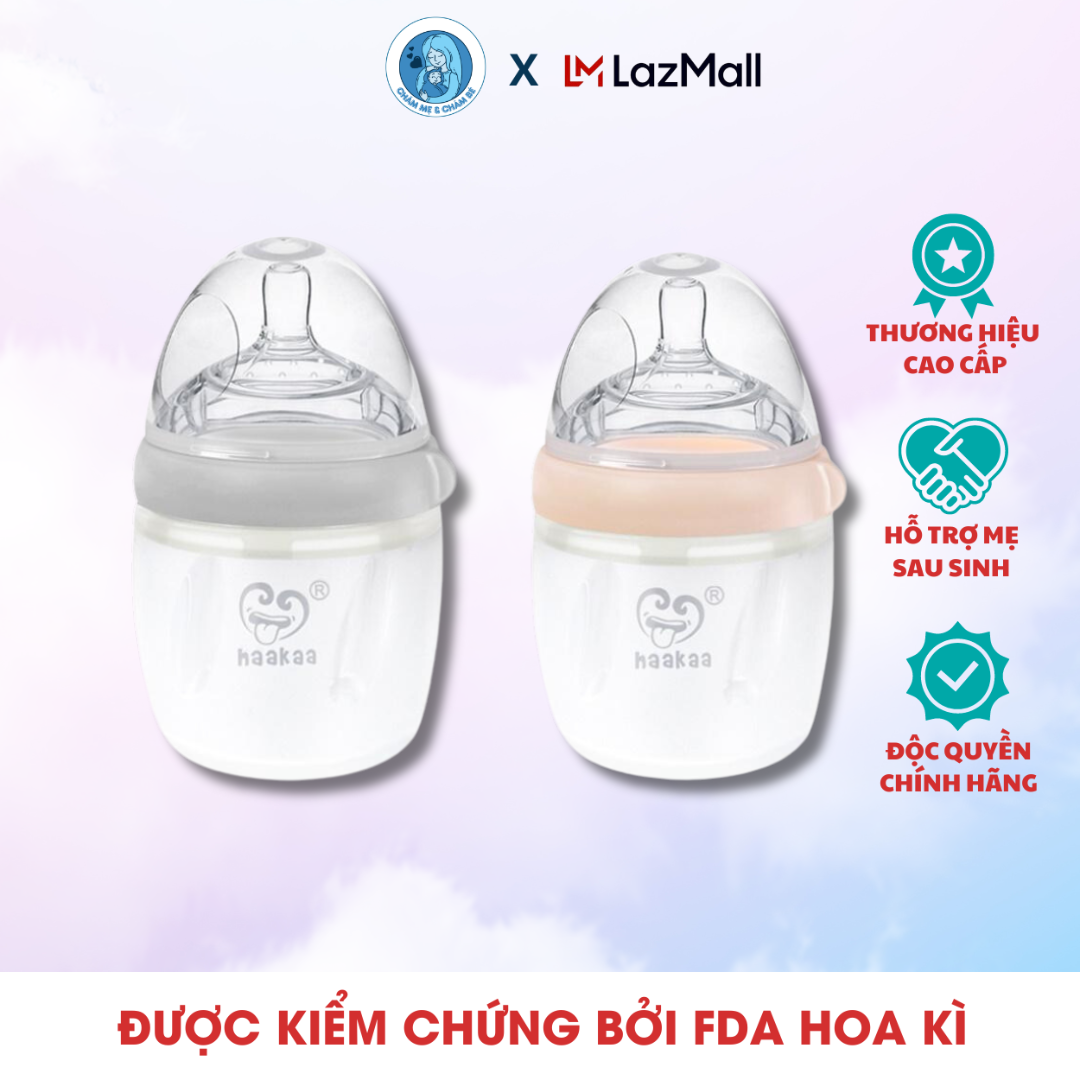 Bình sữa silicone Gen.3 Haakaa. Chất liệu cao cấp, an toàn. Không chứa BPA