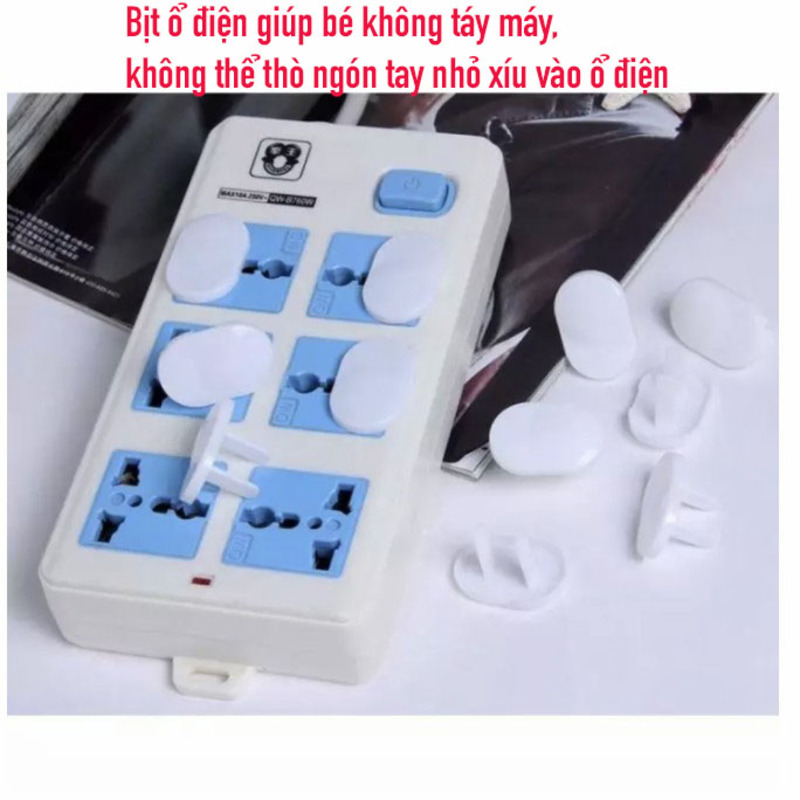 Set 10 nút bịt ổ điện an toàn cho bé và người lớn, nhựa cách điện cao cấp