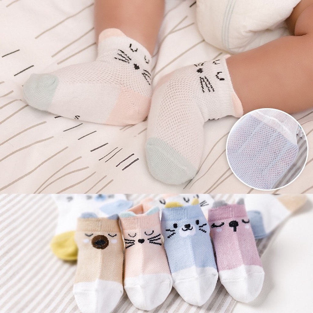 Combo 5 đôi tất lưới cổ ngắn cho bé dưới 36 tháng