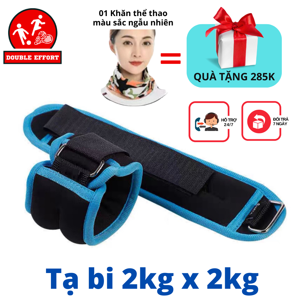 Tạ chân tập thể lực, tập gym 4kg/đôi,2kg/bên DOUBLE EFFORT TB02 siêu êm, không trầy xước da, tạ bi đeo chân hoặc đeo tay, bổ trợ chạy bộ, leo núi, võ thuật, đạp xe…, tặng quà 285k