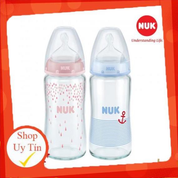 [ có tem phân phối] Bình Sữa NUK Premium Choice+ Thủy Tinh 120ml 240ml Núm Ti S1 - M