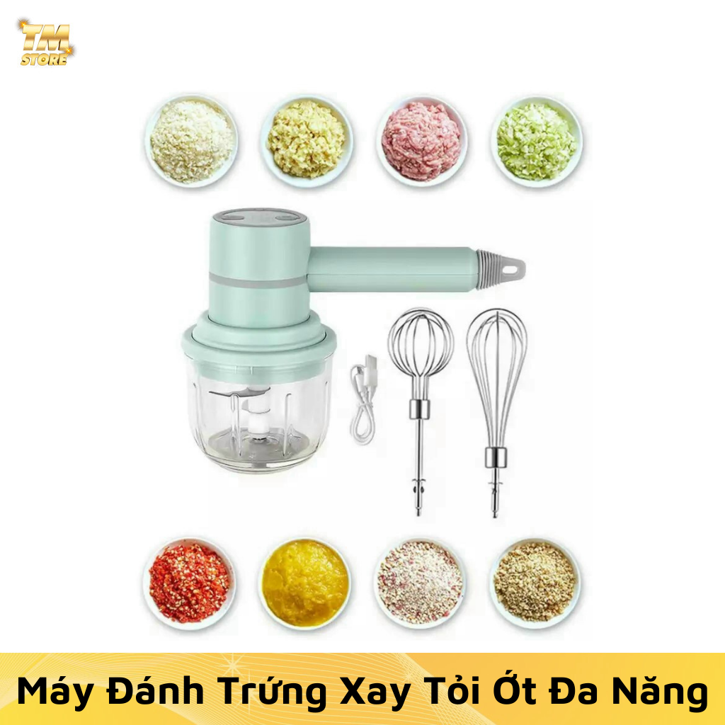 Máy xay gia vị kèm đánh trứng đa năng siêu tiện ích, máy xay kèm đánh trứng mini cầm tay tiện lợi