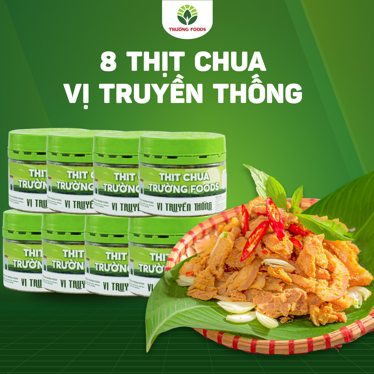 Combo 8 hộp thịt chua truyền thống trường foods 180g/hộp