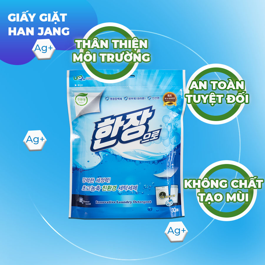 Giấy giặt cao cấp Han Jang (Hàn Quốc) - Gói x30 tờ