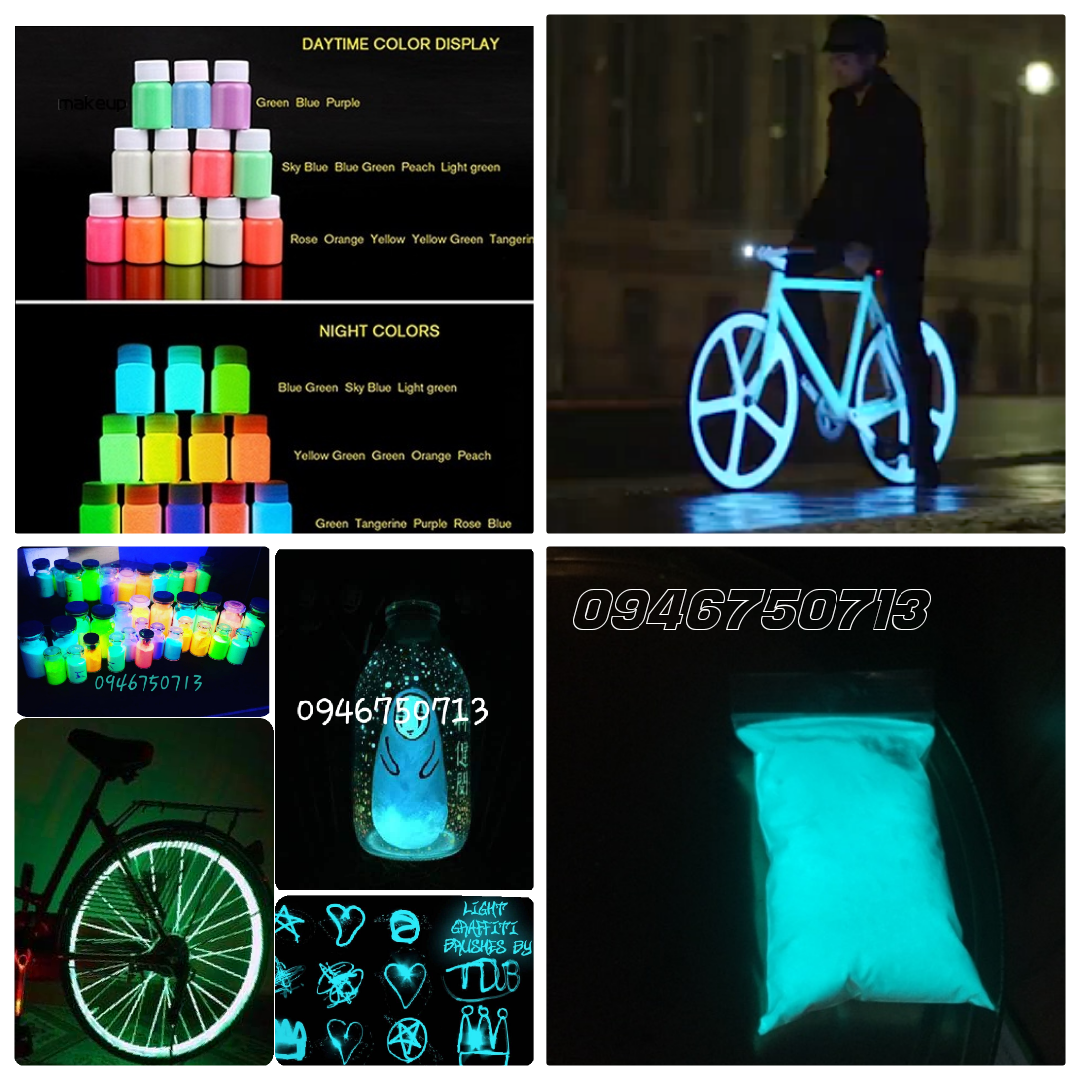 combo 1 lọ sơn và 1 lọ bột dạ quang tặng cọ vẽ