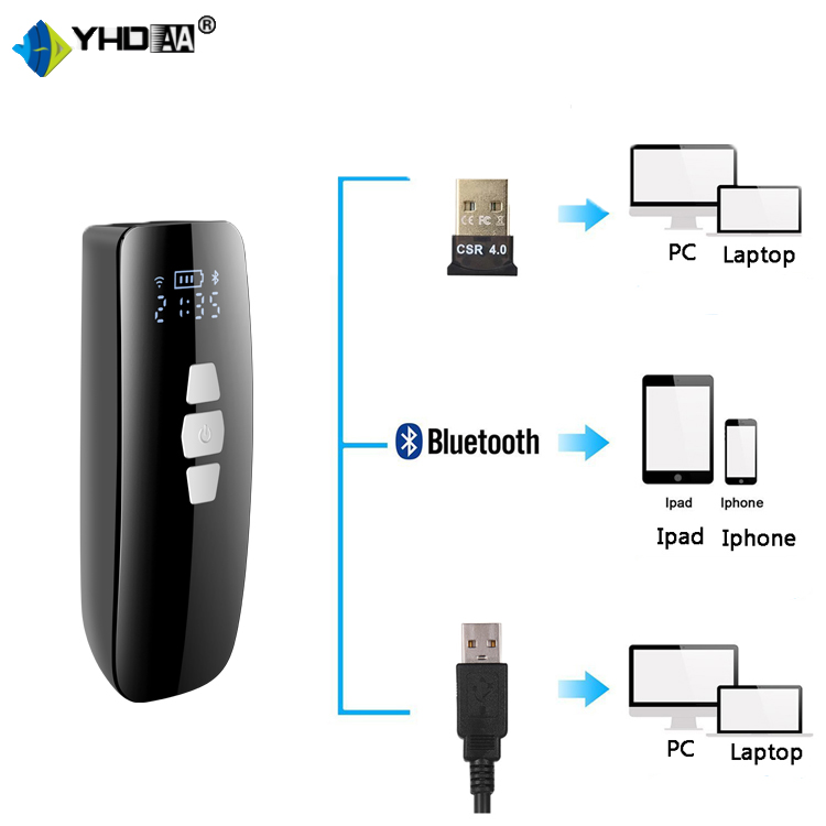 Máy quét mã vạch Mini YHD 3200CB 1D, Đầu đọc mã vạch Barcode(1D) kết nối Bluetooth, USB, Có dây, Máy bắn mã vạch Barcode(1D) bỏ túi dùng trên Điện thoại, Máy tính