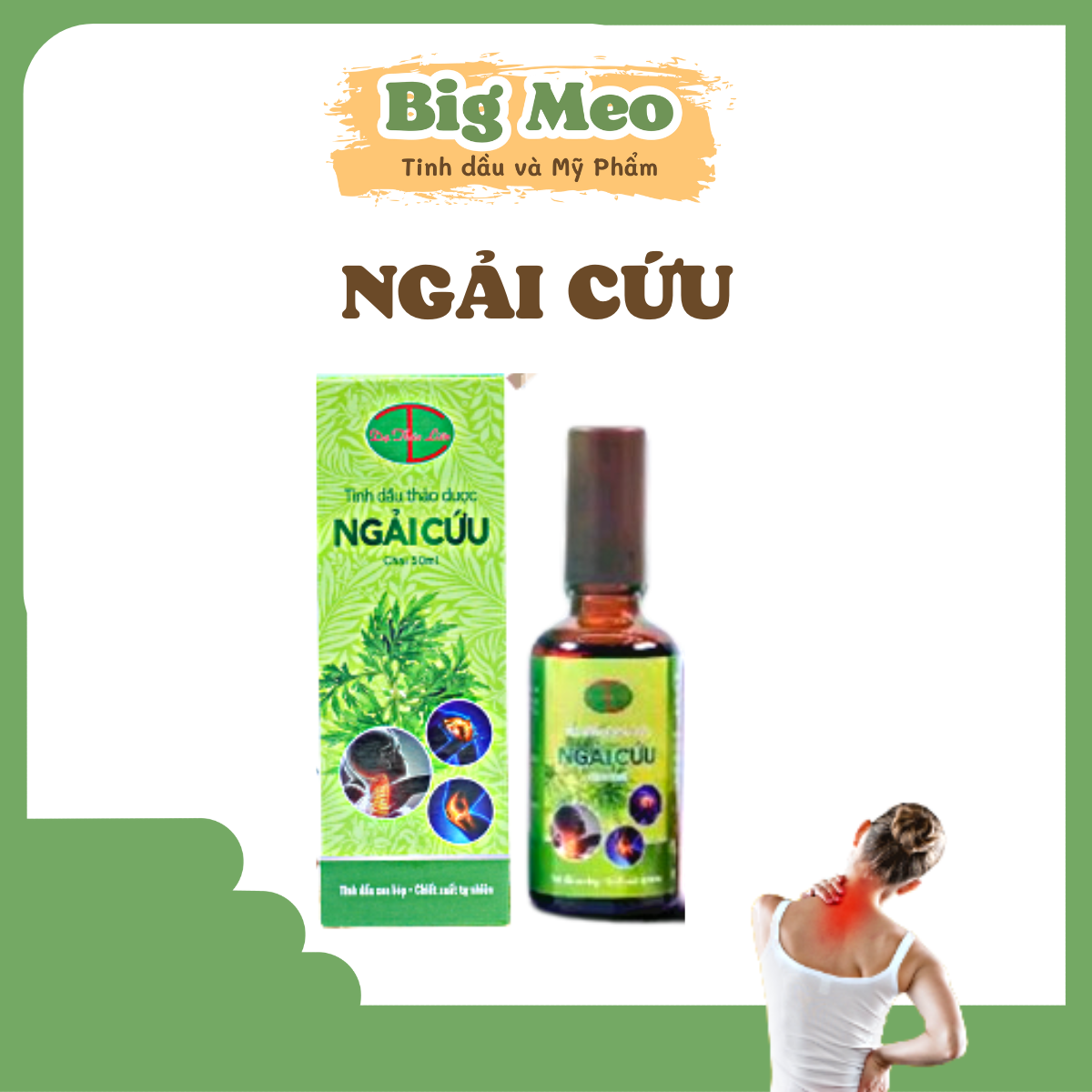 Tinh dầu NGẢI CỨU ( xoa bóp đau xương khớp, MỎI VAI GÁY).