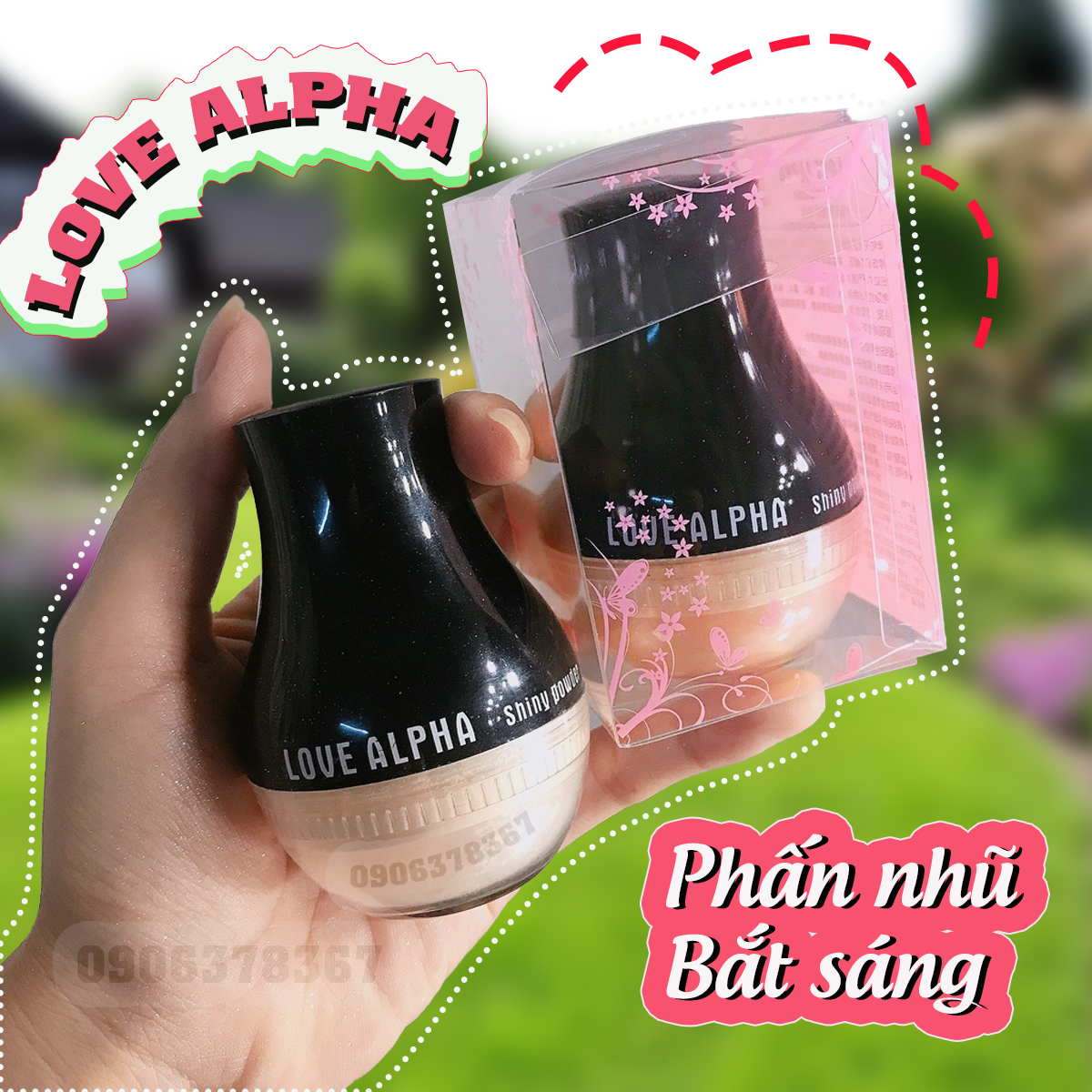 Phấn phủ bột kiềm dầu có nhũ bắt sáng - love alpha