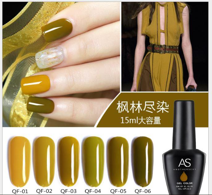Set sơn móng gel AS cỏ úa QF 6 màu chai 15ml