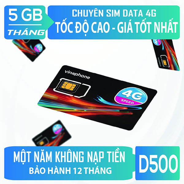 SIM 4G VINA MUA 1 LẦN XÀI CẢ NĂM SIM 4G D500 EZCOM TRẢI NGHIỆM DATA SIÊU KHỎE. FREESHIP - CHƯA KÍCH HOẠT.