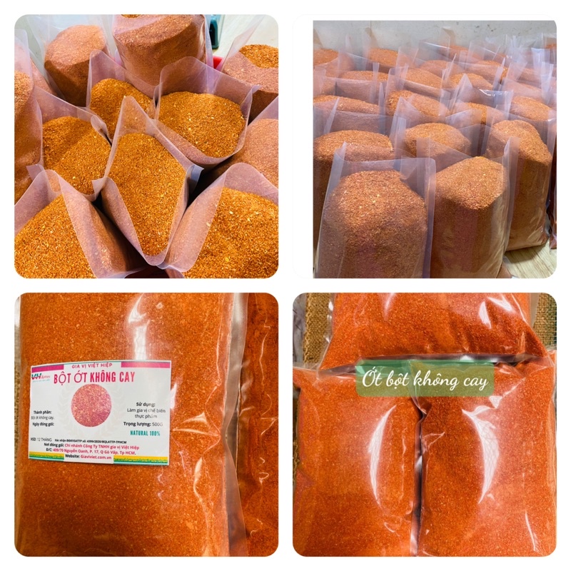 Bột ớt không cay việt hiệp túi 500gram