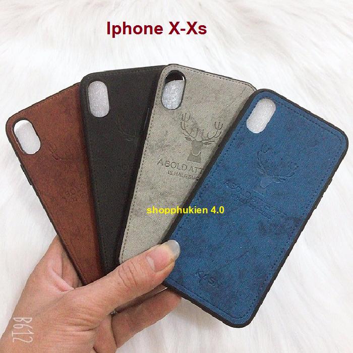Rẻ vô địch ốp lưng giả da con hươu iphone x/xs vãi tpu phối vải da