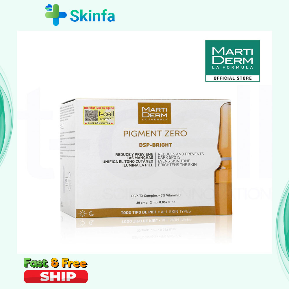 Ampoule martiderm pigment zero dsp bright dưỡng sáng đều màu da, mờ thâm nám