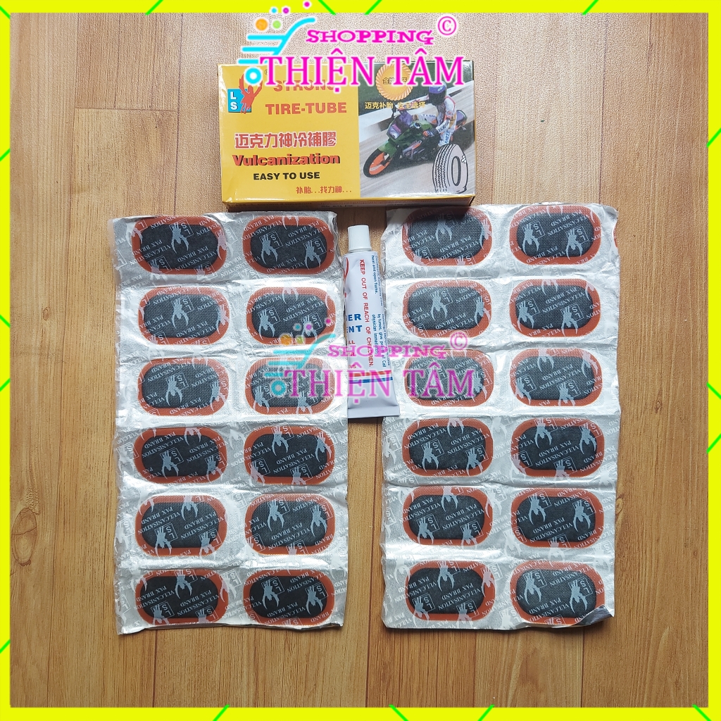 24 Mếng Lớn 50mm + Tuýp Keo Vá Ruột Xe Máy Xe Đạp Hiệu Zhongshan MICHEL Chemical