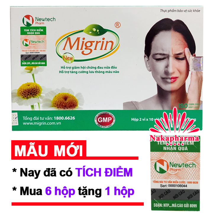 Migrin New - Giảm đau nửa đầu, tăng tuần hoàn máu não