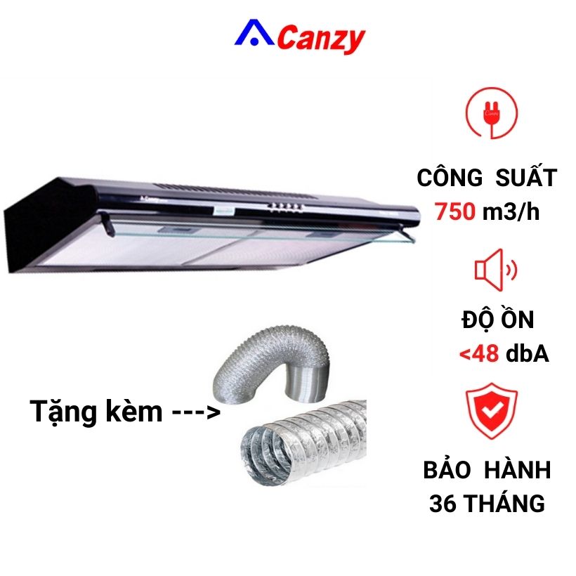 Máy hút mùi nhà bếp Canzy cz2070B - công suất hút 750m3/h- hút cực êm- bảo hành 3 năm tại nhà
