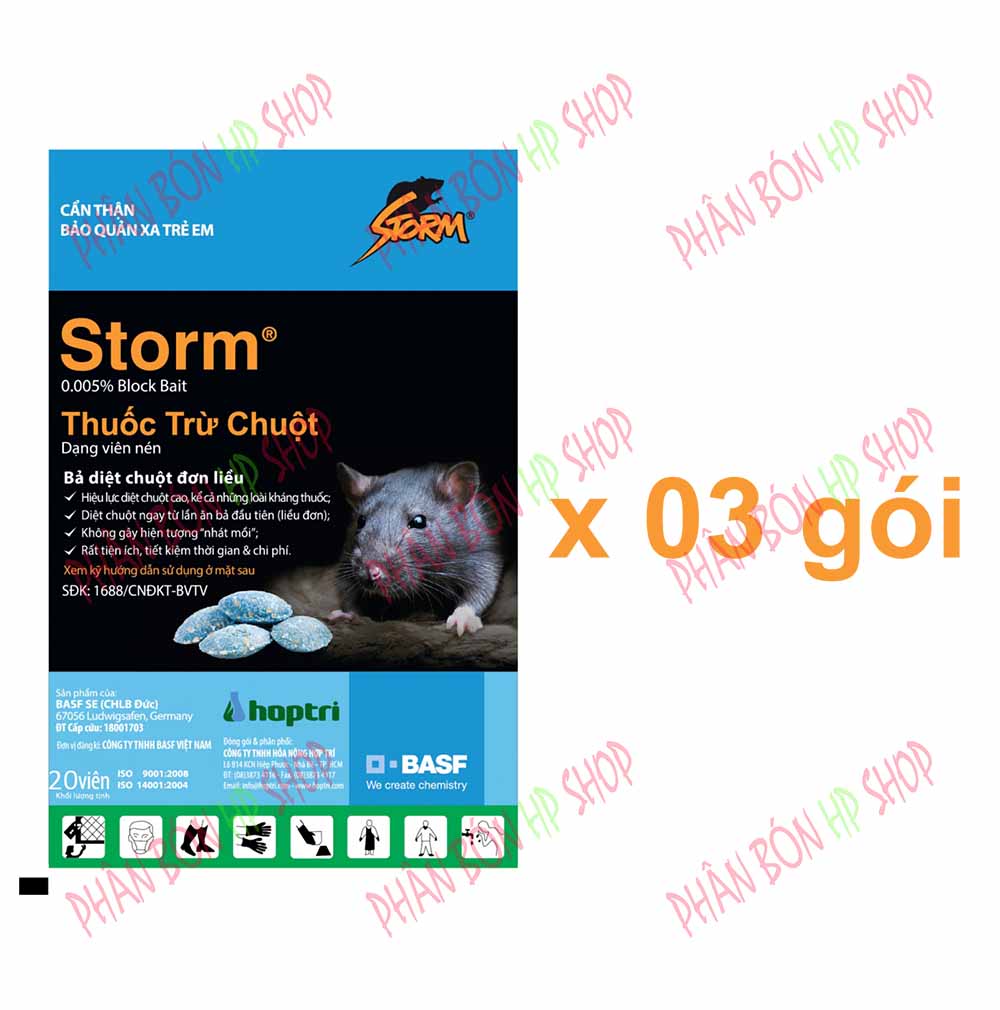 Diệt Chuột Thông Minh Từ Đức STORM 0.005% (3 Gói x 20 viên) - Viên Tiện Dùng Không Cần Pha Khui Ra Bỏ Bã Là Xong.