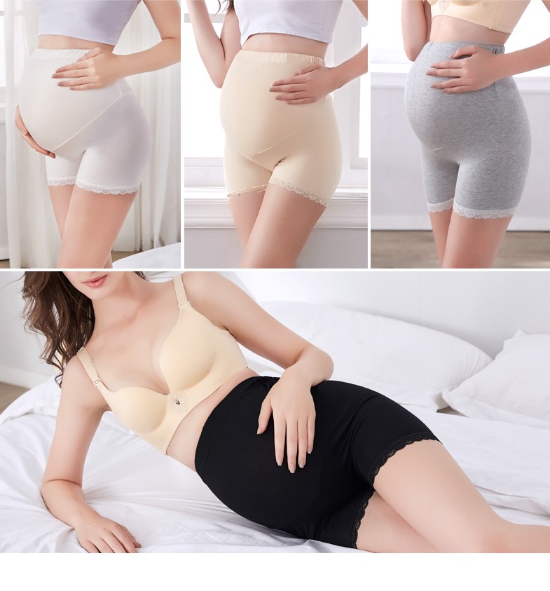 Quần đùi bầu mặc trong váy cotton viền ren có chun chỉnh rộng chật