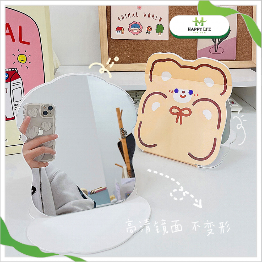 Gương xếp để bàn, Gương giấy nhỏ trang điểm hình dáng chibi hoạt hình dễ thương - Happy Life 4U