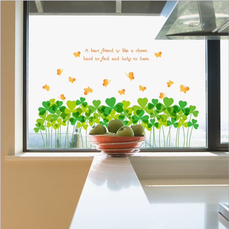 Decal dán trang trí chân tường Cỏ may mắn - AmyShop