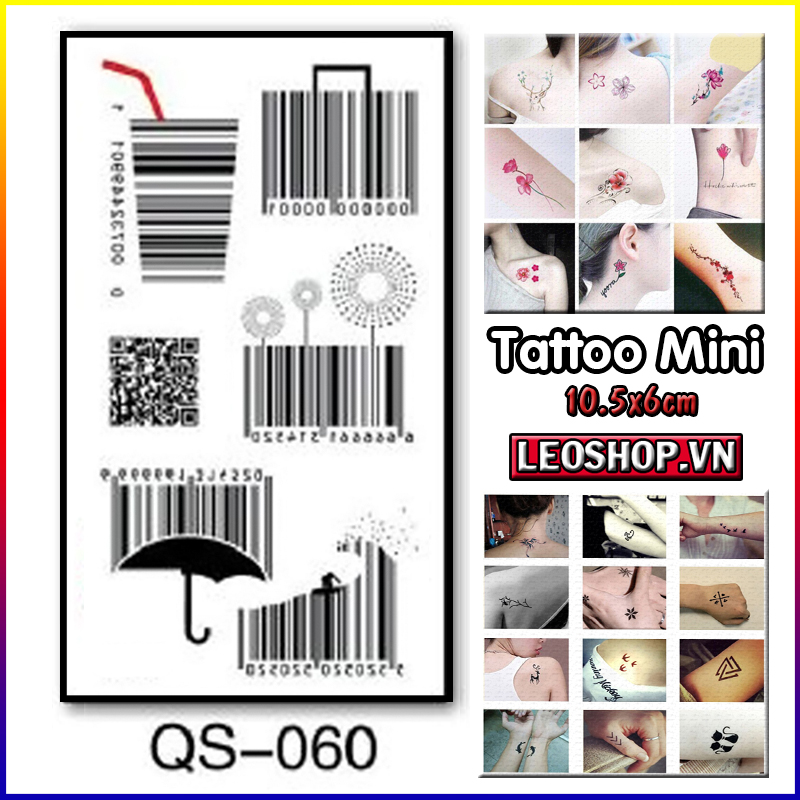 Hình xăm dán mini mã vạch 10x6cm