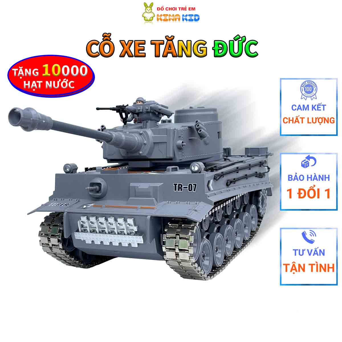 Xe Tăng Điều Khiển Từ Xa Cỡ Lớn Tiger Đức Leopard 2A6 M1A2 Mỹ 99G Trung Quốc, Sáng Đèn, Phát Nhạc, Phun Sương Siêu Ngầu