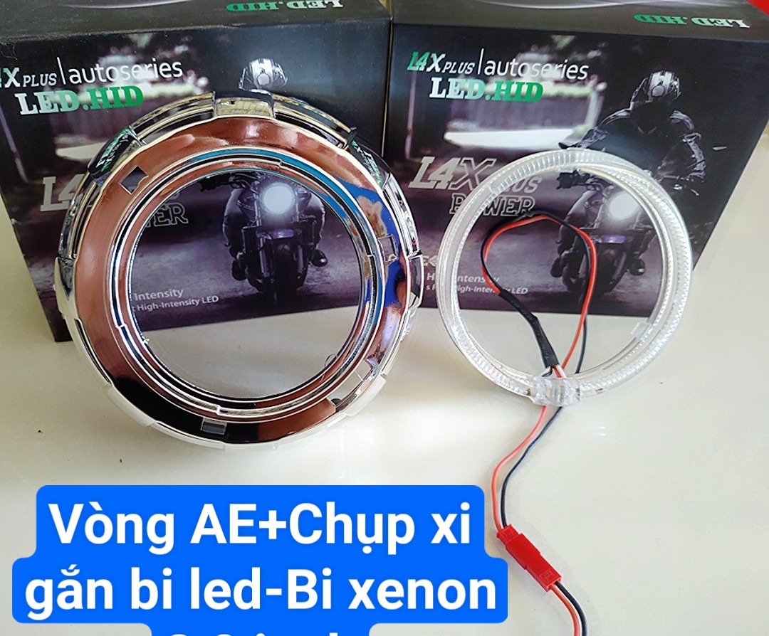 Chụp xi+Vòng thiên thần gắn bi cầu xenon bi led oto xe máy